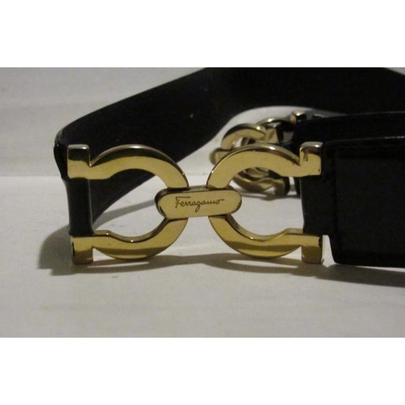 Salvatore Ferragamo Black Leather and Gold Gancini main image 9
